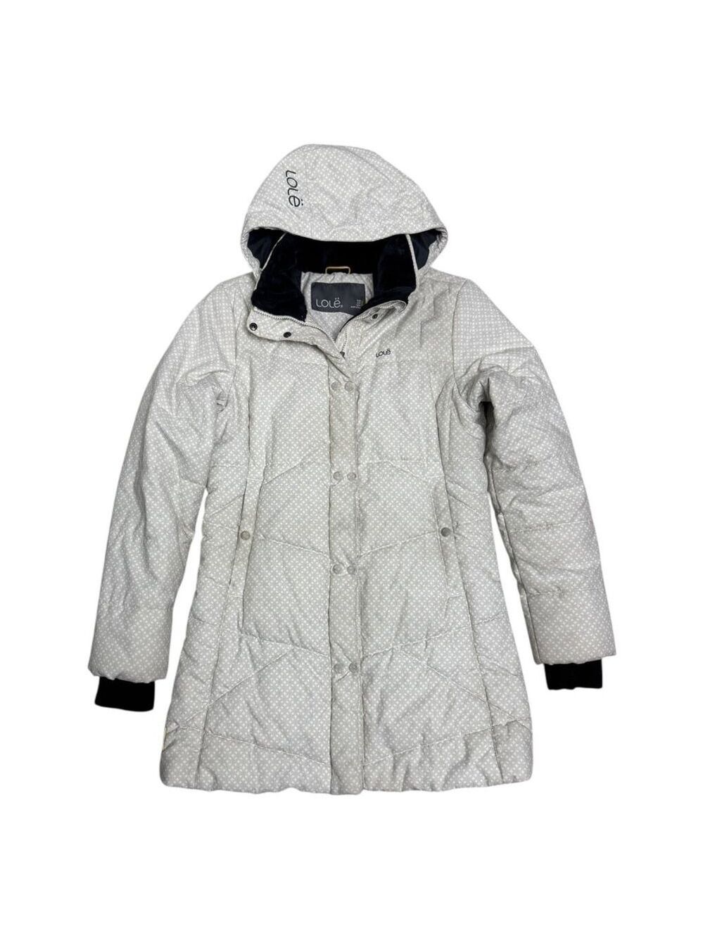 LOLE Designer White Insulated Winter Puffer Parka Jacket Coat Womens Medium